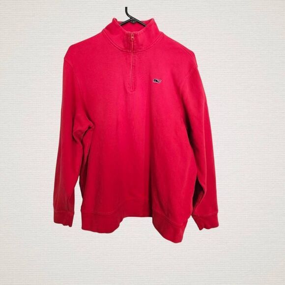 Vineyard Vines Quarter Zip Long Sleeve Pullover Sweater Red Mens Size L - Picture 1 of 7